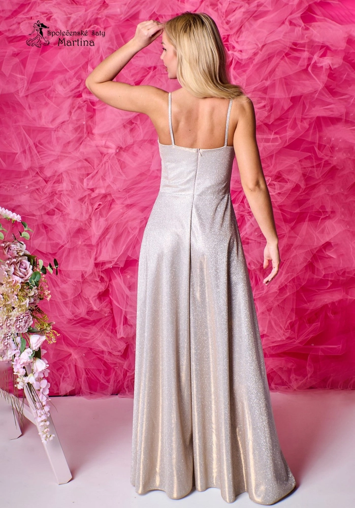 Champagne brokátové korzetové maturitní šaty "Gorset" 