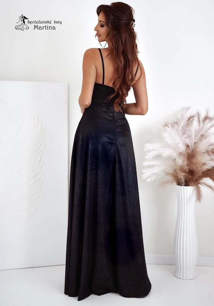 Černé brokátové korzetové maturitní šaty "Gorset"