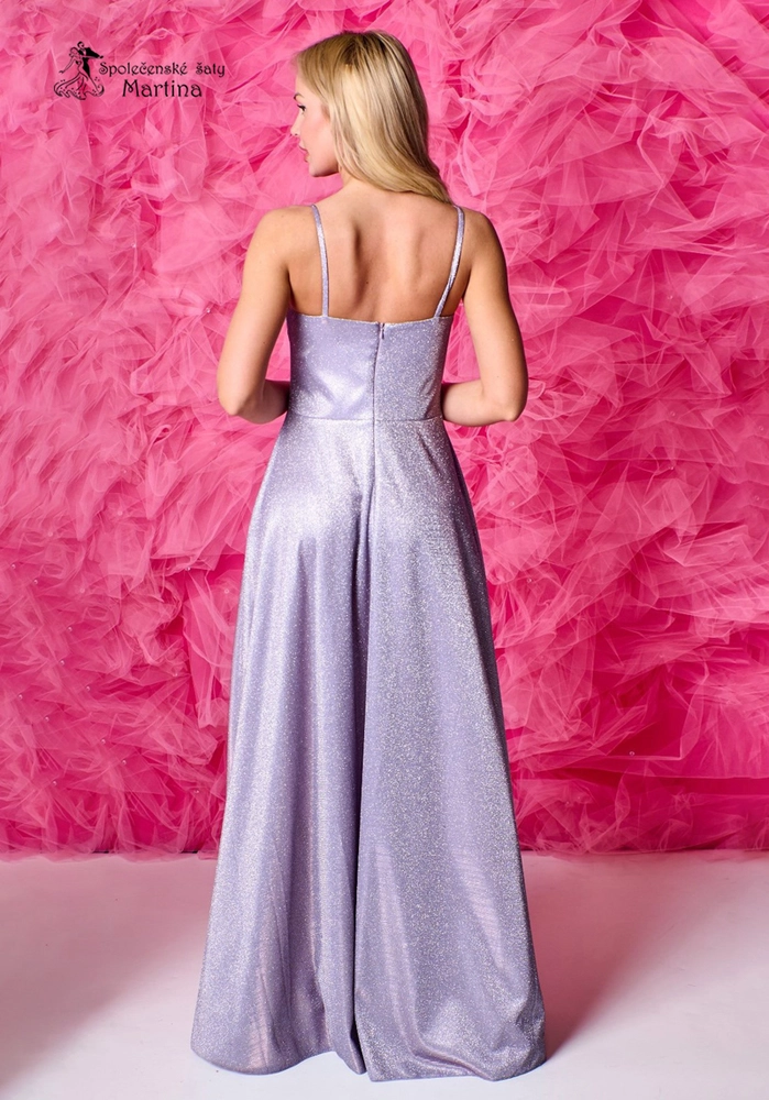 Světle fialové brokátové korzetové maturitní šaty "Gorset"