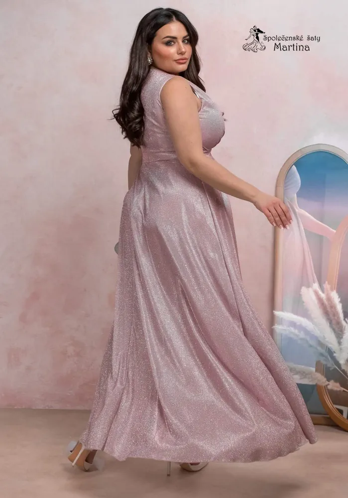 Růžové třpytivé šaty do tanečních či na ples "Amanda"