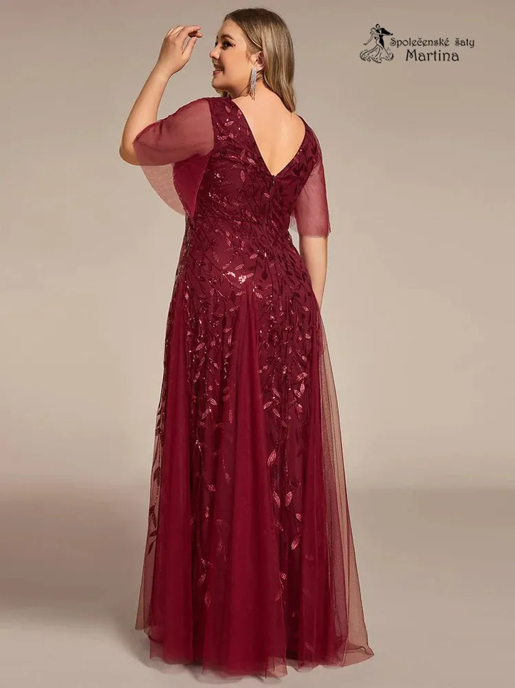 Vínové společenské šaty "Kim plus size"