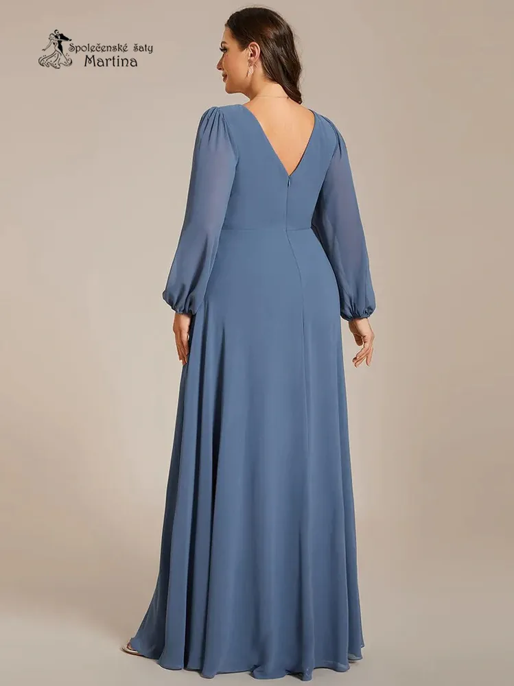 Staromodré plus size společenské šaty s dlouhými rukávy "Kerenza"