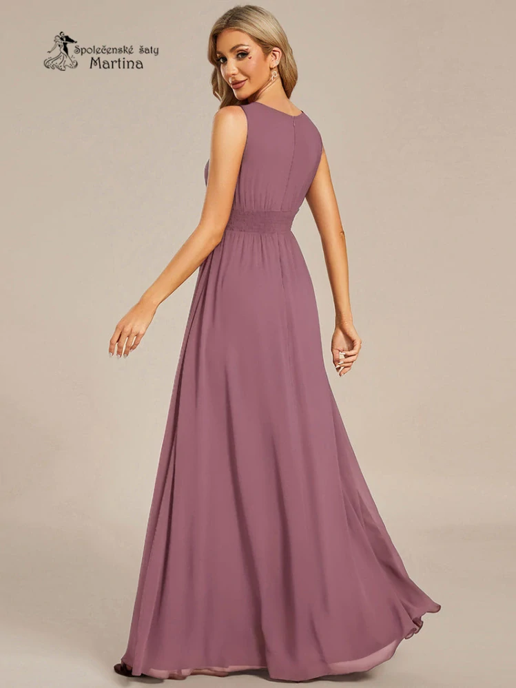 Šeříkové společenské šaty "Cherry" s lodičkovým výstřihem