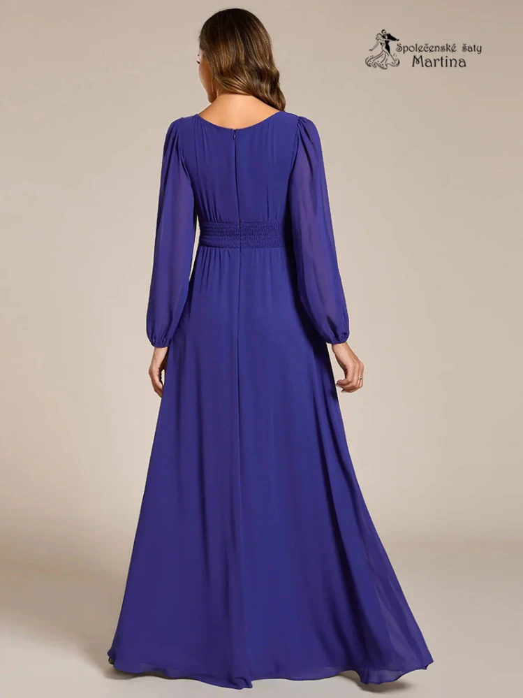 Královsky modré společenské šaty "Addie" s volnými rukávy