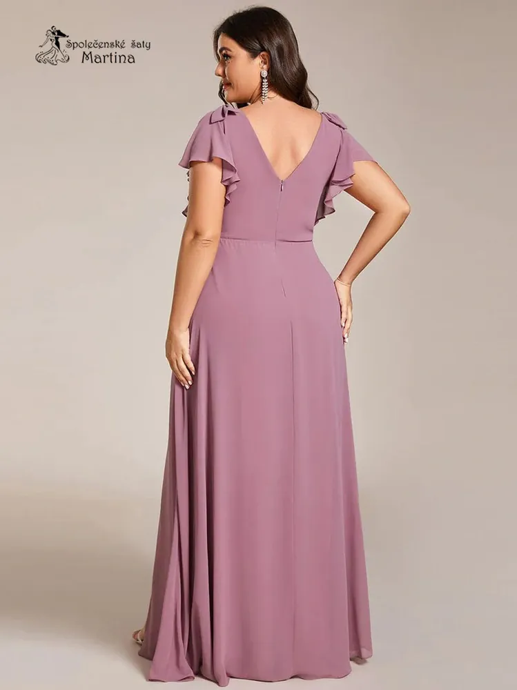 XXL starorůžové šifonové šaty "Simone" pro družičku či svatebního hosta