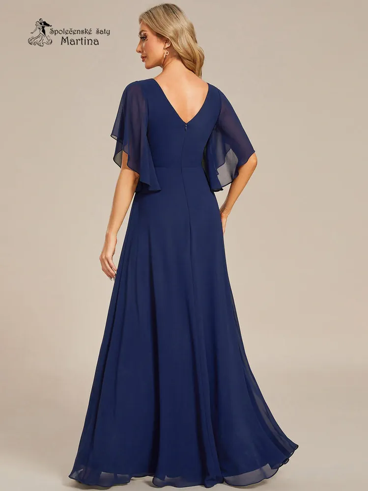 Tmavě modré společenské šaty "Spring" s volnými rukávy