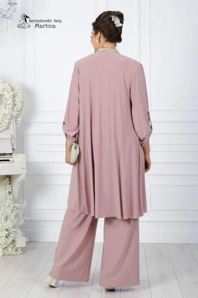 Pudrově růžový 3-dílný kalhotový set "Jewella"