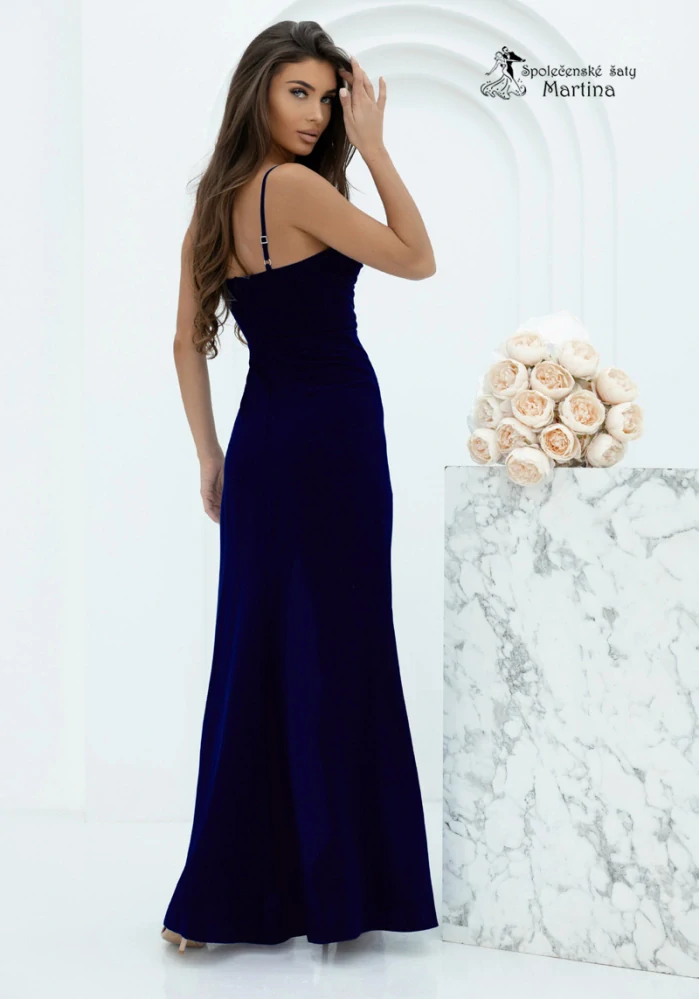 Tmavě modré hladké bodycon šaty "Sylia" na tenká ramínka - vel. 34