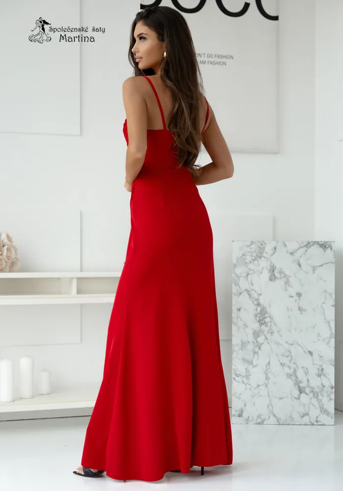 Červené hladké bodycon šaty "Sylia" na tenká ramínka 