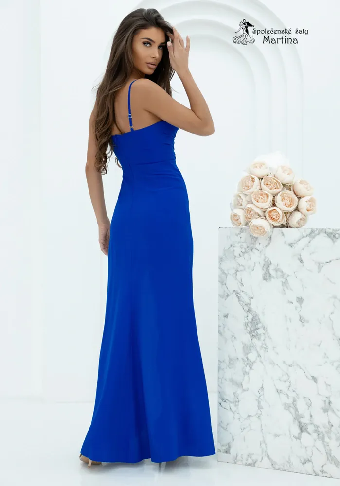 Královsky modré hladké bodycon šaty "Sylia" na tenká ramínka - vel. 36