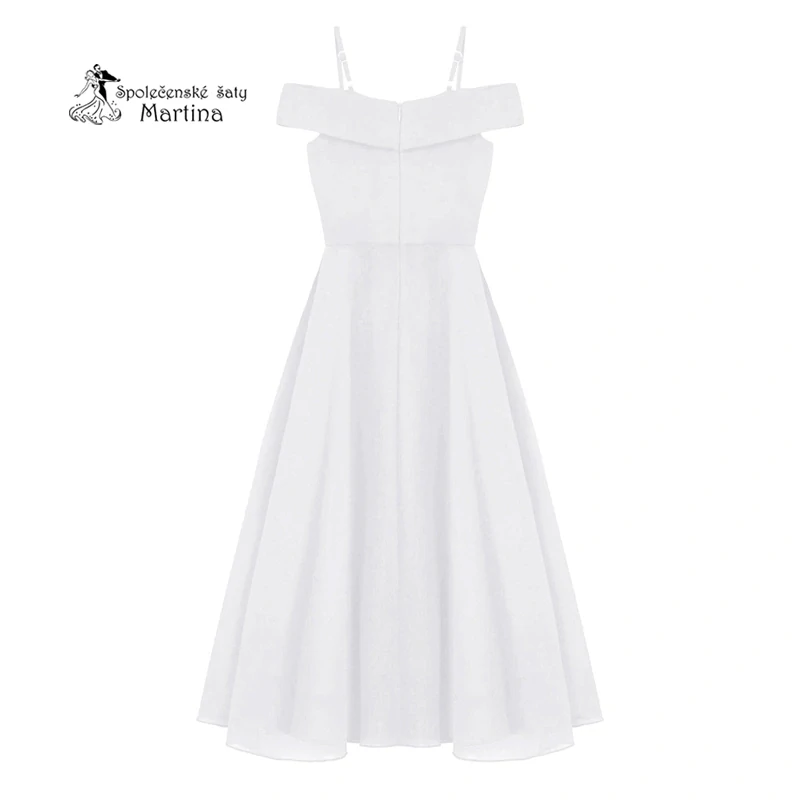 Bílé dlouhé dívčí šaty se spadenými ramínky "Nelinka"