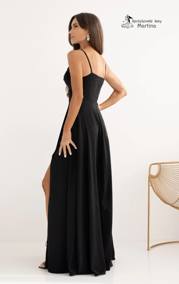 Černé lehounké večerní či plesové šaty "Suzana" s rafinovaných živůtkem - vel. 36