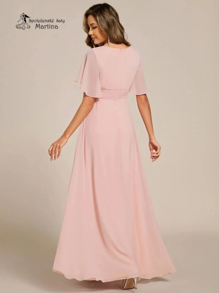 Růžové dlouhé šaty pro svatebního hosta, svědkyni, maminku svatby "Rosalinda" - vel. 44