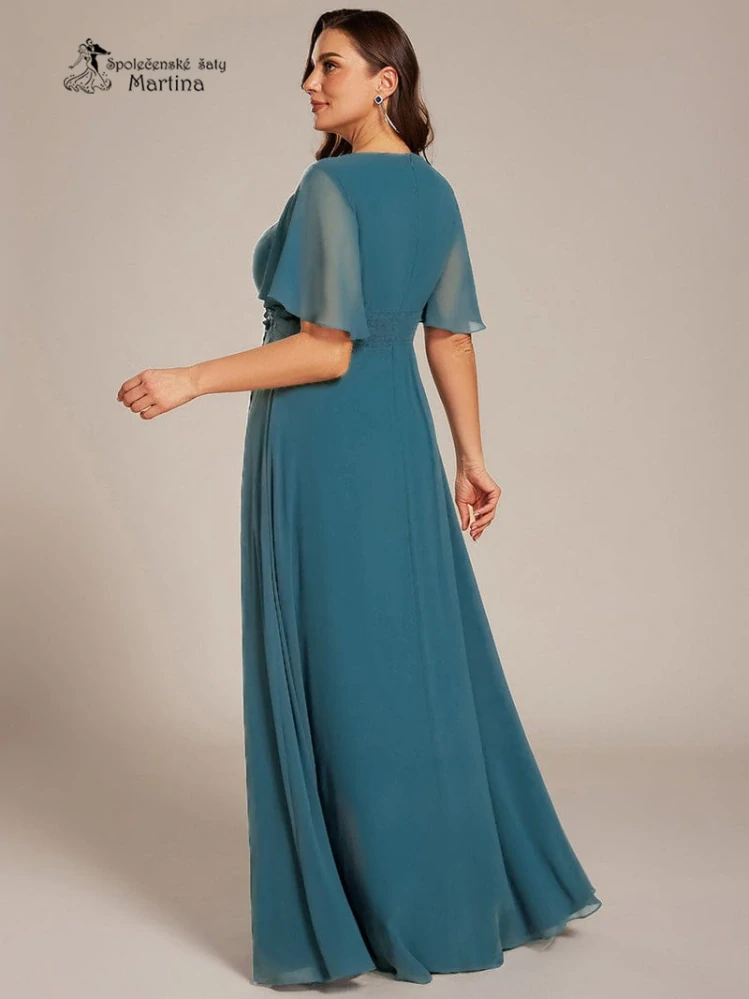 XXL petrolejové dlouhé šaty pro svatebního hosta, svědkyni, maminku svatby "Rosalinda"