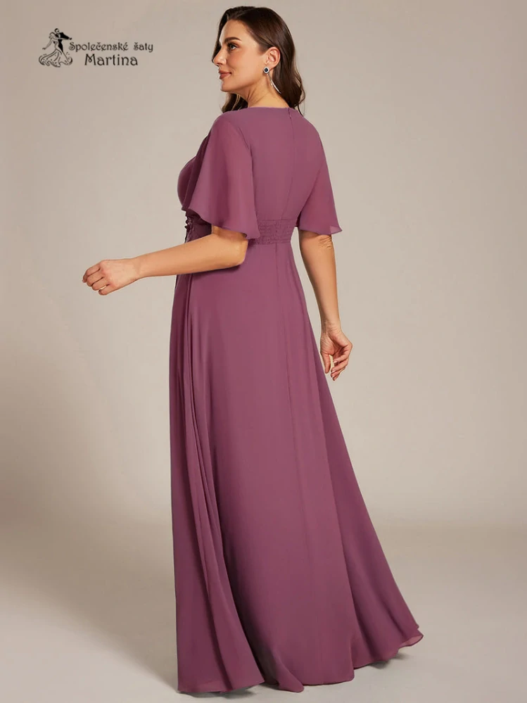 XXL šeříkové dlouhé šaty pro svatebního hosta, svědkyni, maminku svatby "Rosalinda"