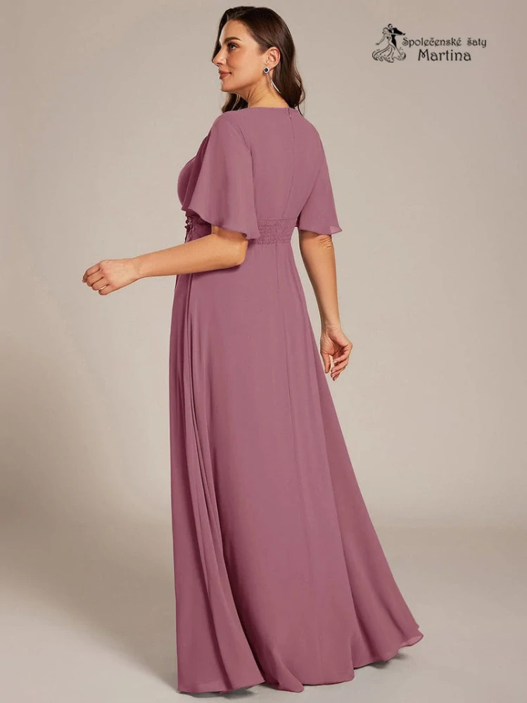 XXL starorůžové dlouhé šaty pro svatebního hosta, svědkyni, maminku svatby "Rosalinda"