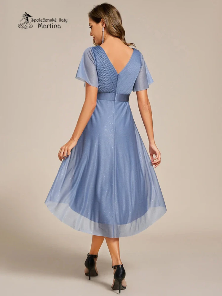 Staromodré lehké, mírně asymetrické šaty "Bonita" s krátkými rukávy