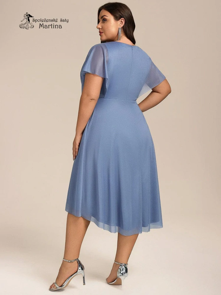 XXL staromodré lehké, mírně asymetrické šaty "Bonita" s krátkými rukávy