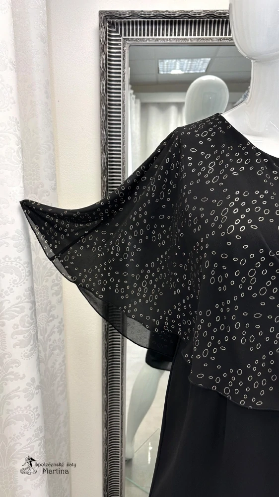 Černo-zlaté krátké šaty "Izyda" s netopýřími rukávy - vel. 54