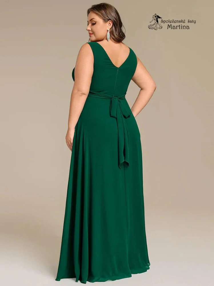Smaragdově zelené XXL šaty pro družičku či svatební hostku na široká ramínka "Tara"