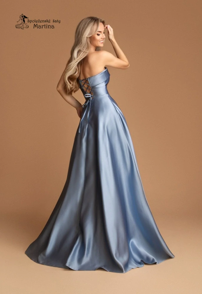 Staromodré maturitní saténové šaty "Alizee" na šněrování - vel. S