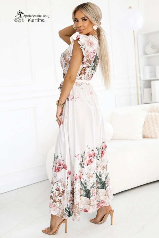 Saténové maxi šaty "Noelle" s květinovým ombré