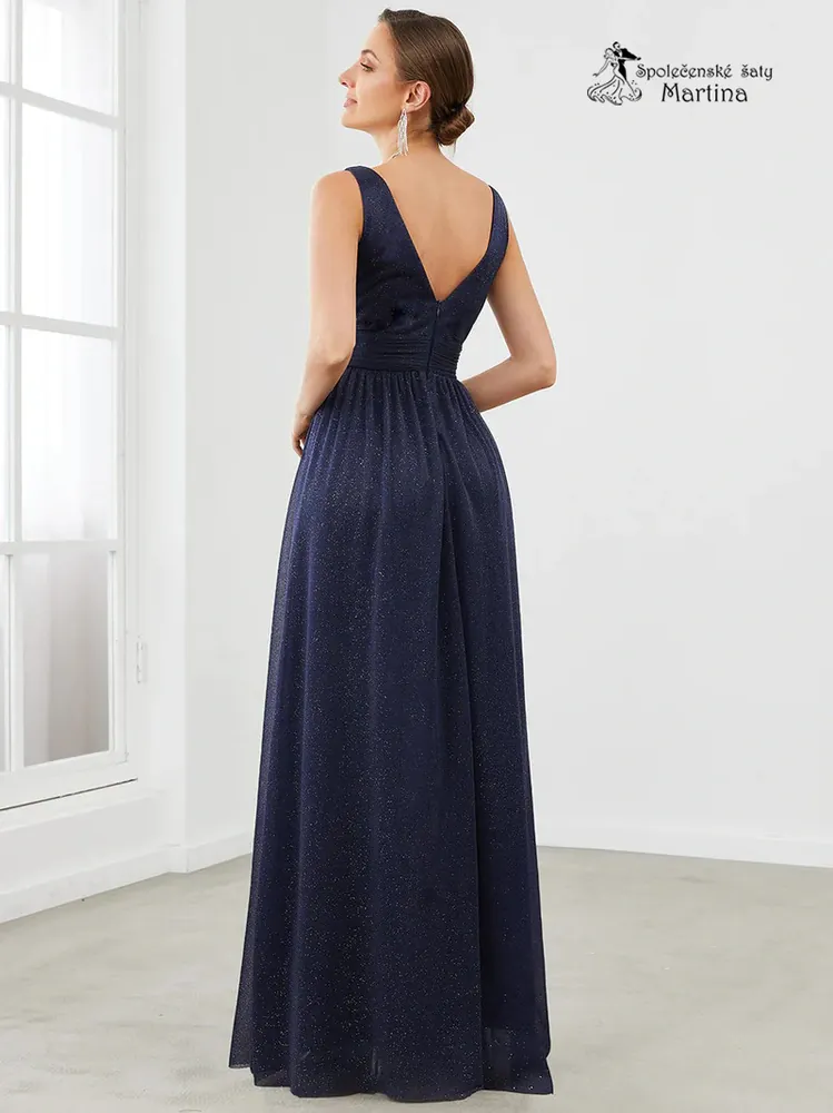 Dlouhé třpytivé tmavě modré šaty "Parma" - vel. 44