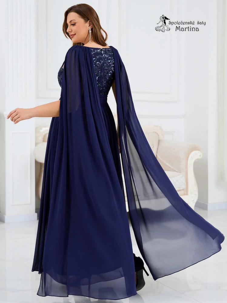 Společenské šaty "Rosabel" se zdobeným živůtkem a šifonovým přehozem