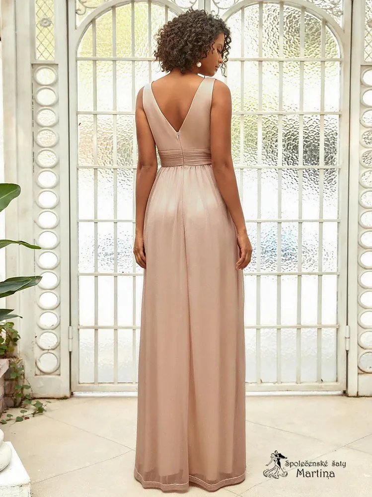 Dlouhé třpytivé béžovo-zlaté šaty "Parma"