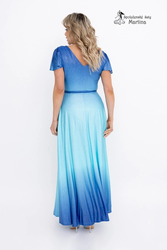 Třpytivé světle modré společenské šaty "Veronika" s ombré efektem 