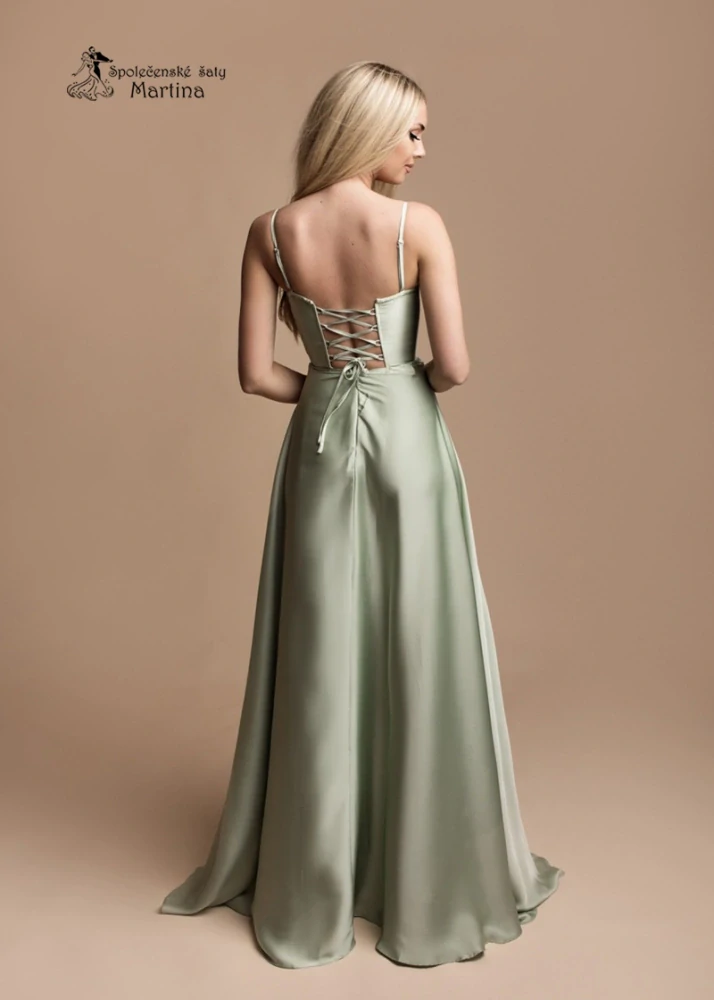 Šalvějové maturitní či plesové saténové korzetové šaty "Emma"
