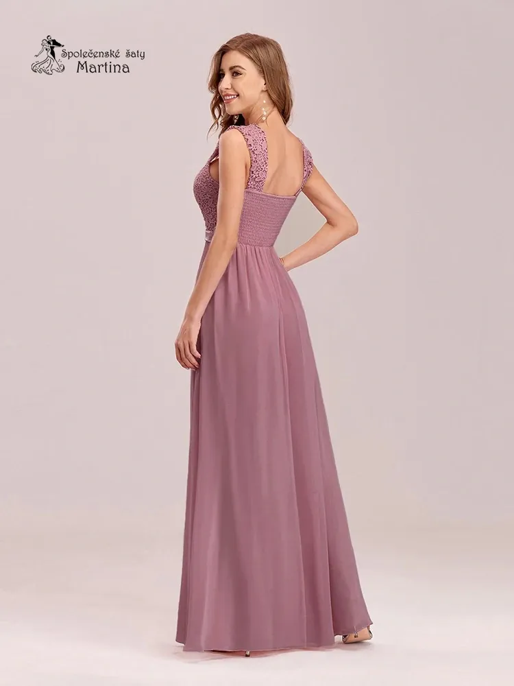 Dlouhé společenské šaty s krajkovým živůtkem "Gloria" - starorůžové - vel. 34