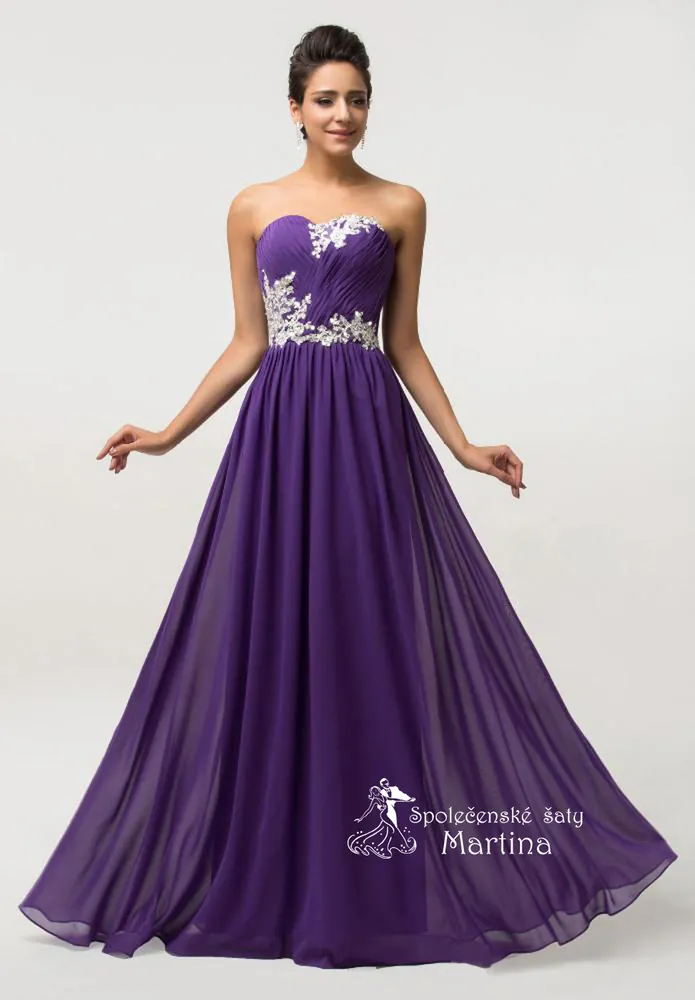Fialové společenské šaty antického střihu "Alise"