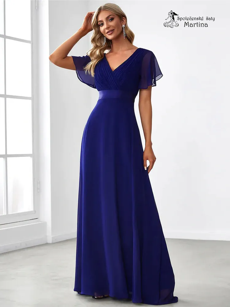 Královsky modré šifonové šaty "Camila" antického střihu