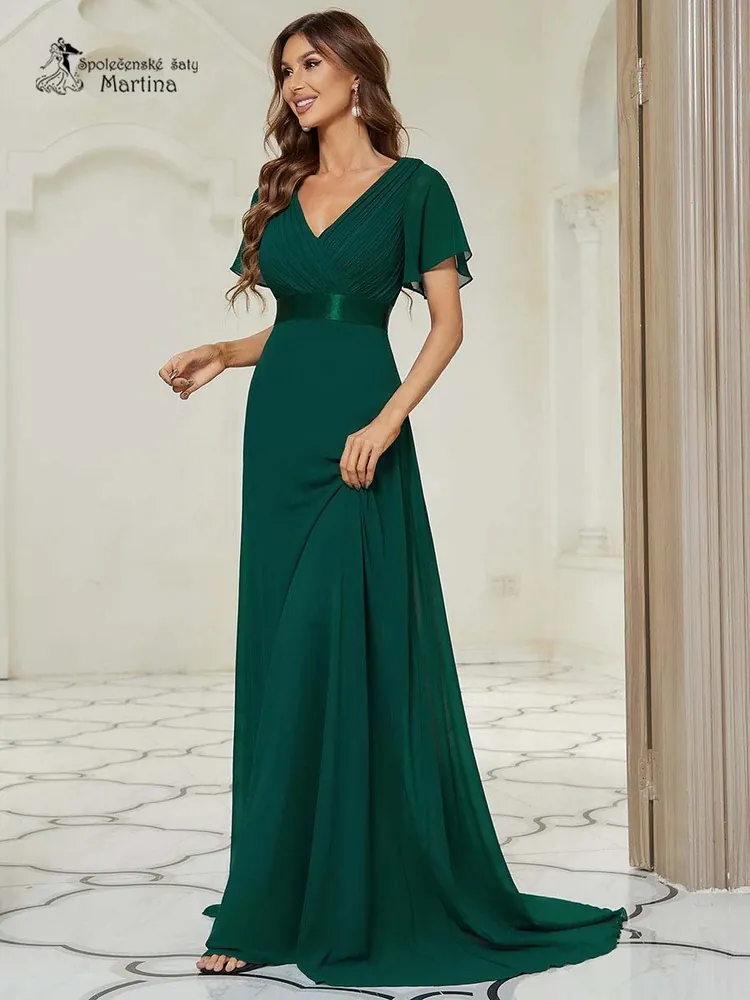 Zelené šifonové šaty "Camila" antického střihu