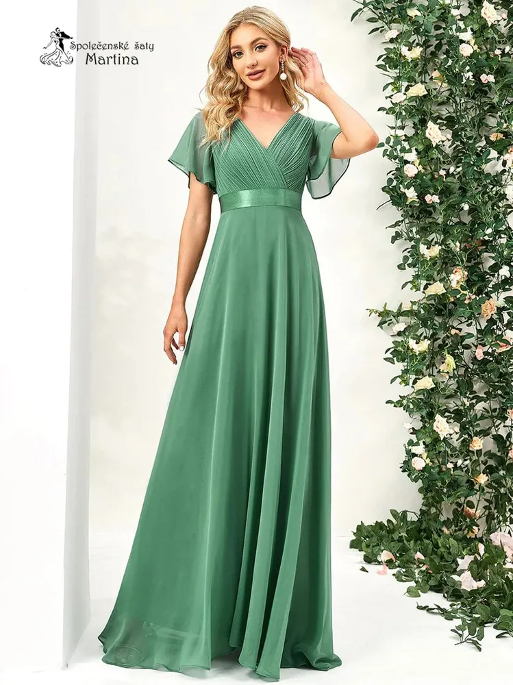 Pistáciové šifonové šaty "Camila" antického střihu