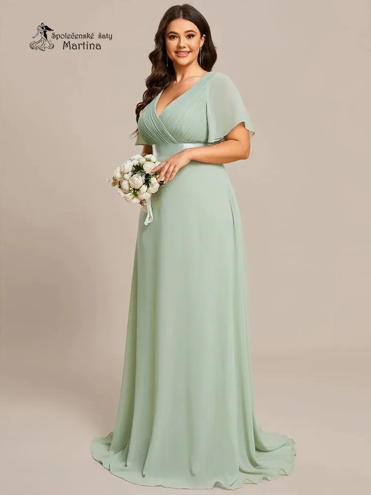 Mintové šifonové šaty "Camila XXL" antického střihu