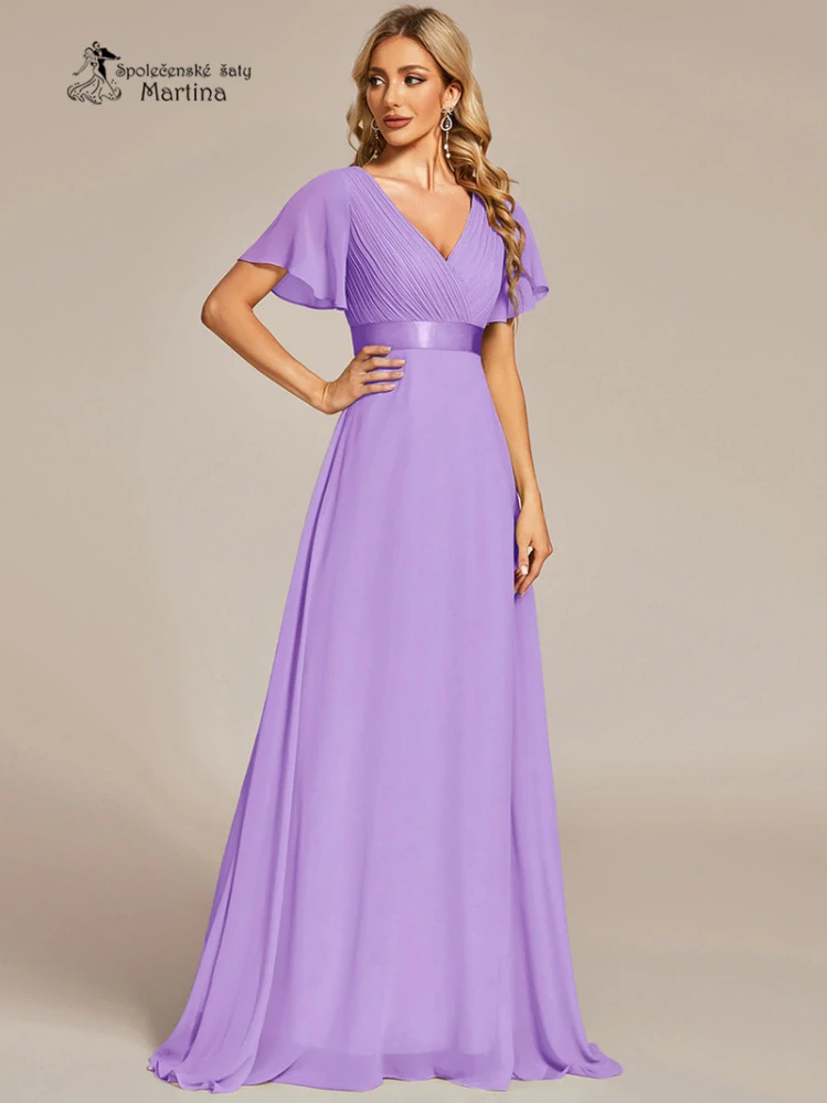 Levandulové šifonové šaty "Camila" antického střihu