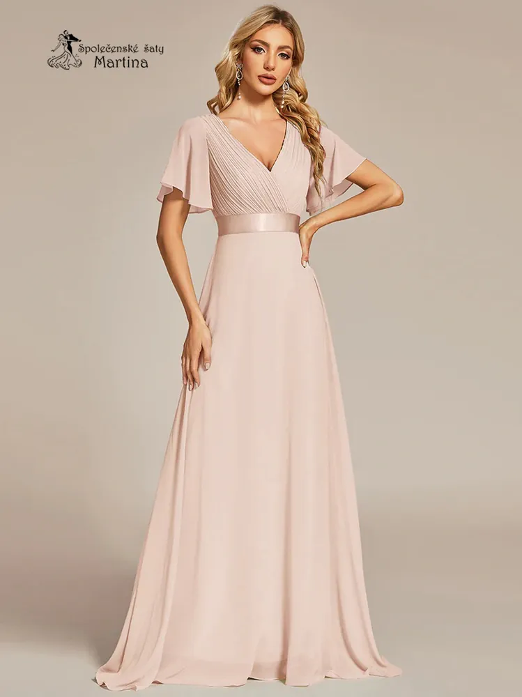 Pudrové šifonové šaty "Camila" antického střihu