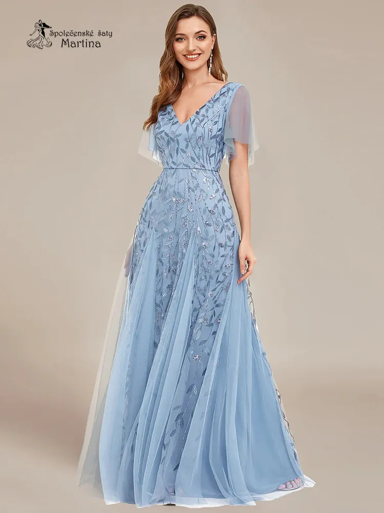 Blankytně modré společenské šaty "Kim"