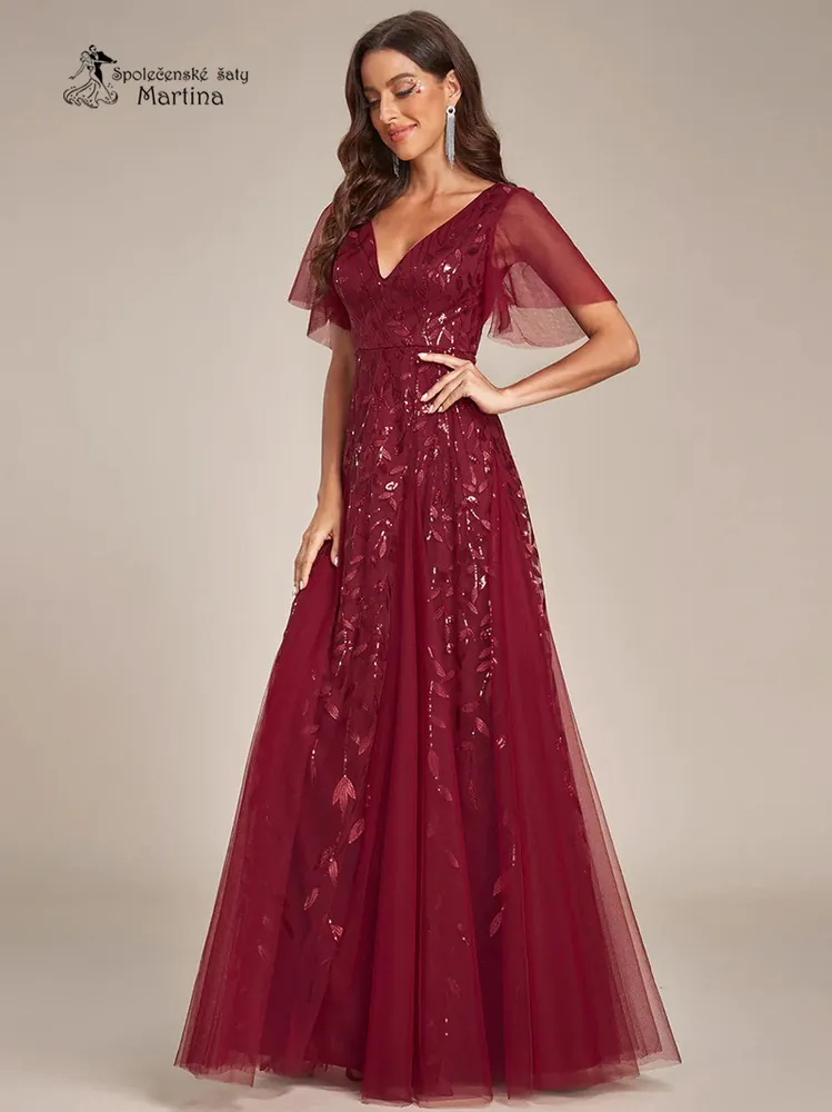 Vínové společenské šaty "Kim" - vel. 42