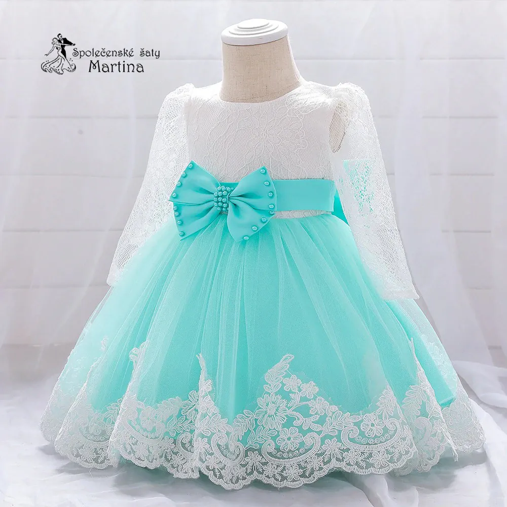 Mintové šatičky pro nejmenší s rukávem "Beátka" 0-2 roky