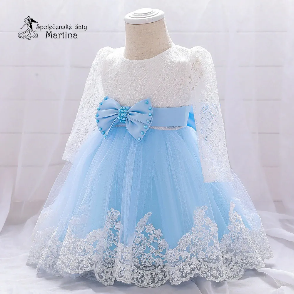 Světle modré šatičky pro nejmenší s rukávem "Beátka" 0-2 roky