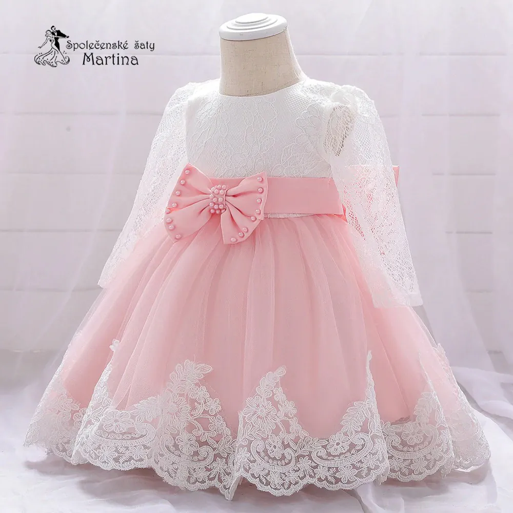 Světle růžové šatičky pro nejmenší s rukávem "Beátka" 0-2 roky