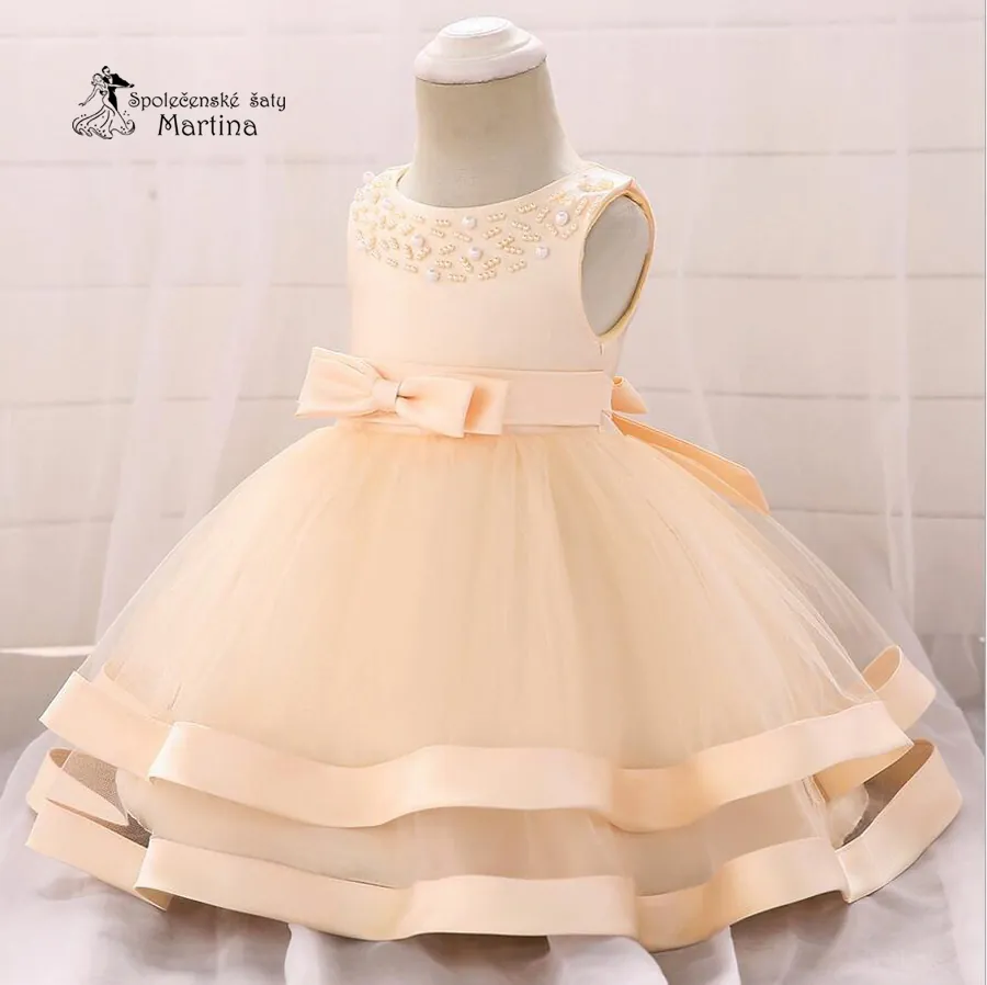 Champagne šatičky pro dívky / družičky "Sárinka" 0-12 let
