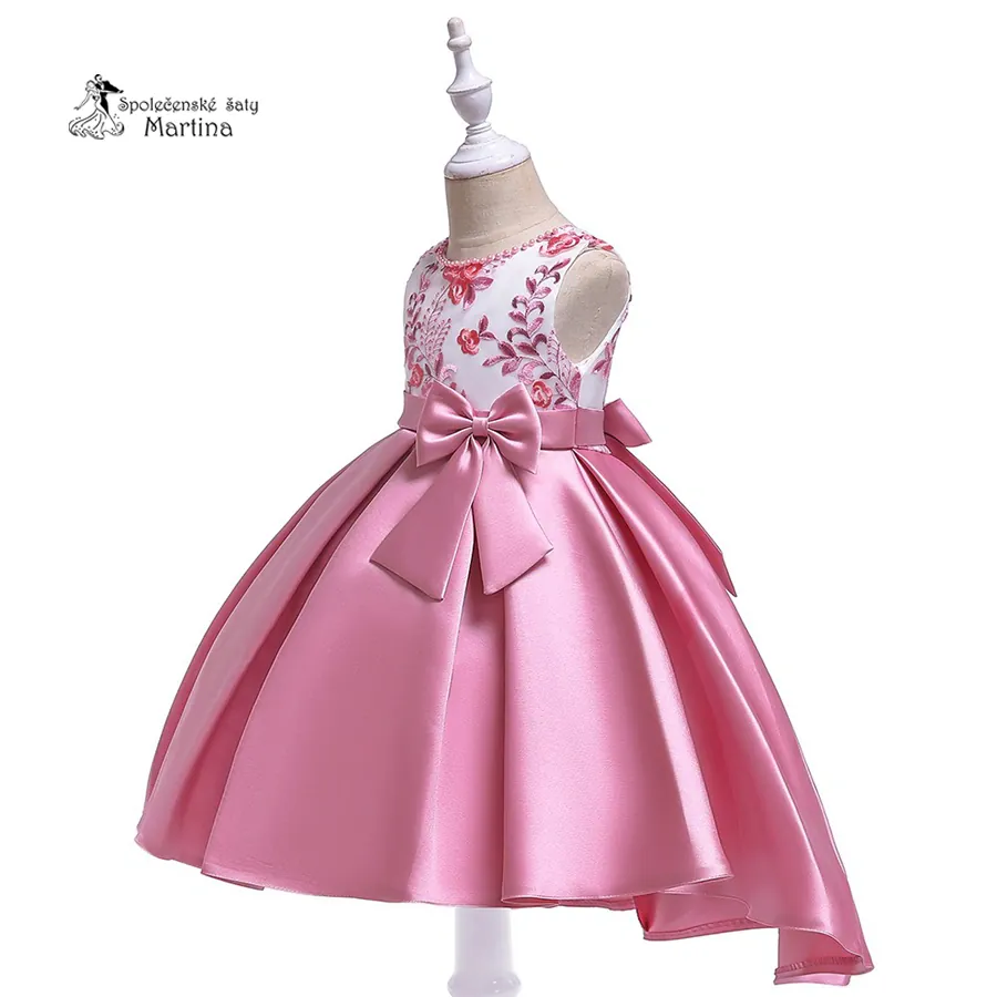 Elegantní tmavě růžové asymetrické šaty "Saskie" s výšivkou v živůtku  4-10 let 