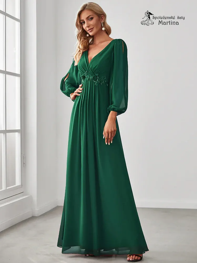 Zelené šaty "Harper" s dlouhým rukávem