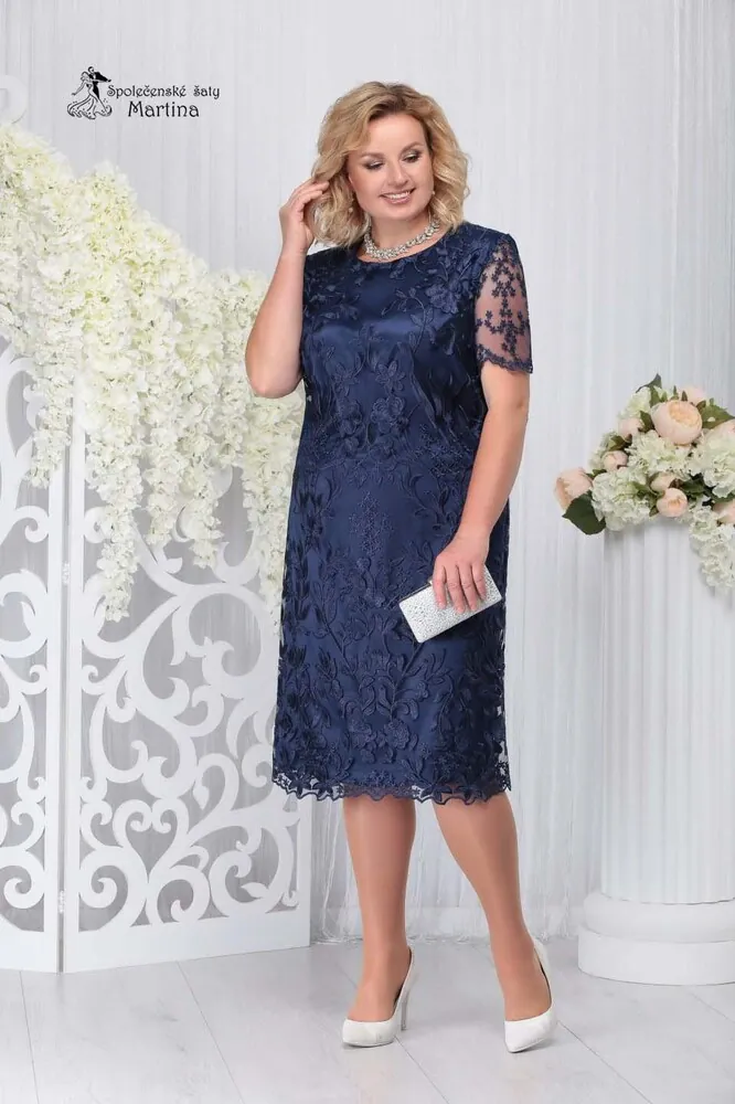 Tmavě modrý šatový kostýmek pro svatební maminky s blejzrem "Pamelia" 