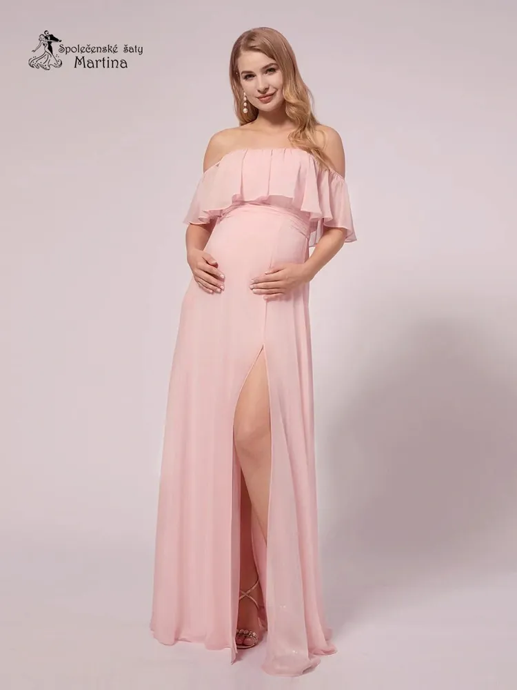 Růžové šaty pro těhotnou družičku či svatebního hosta "Alma"