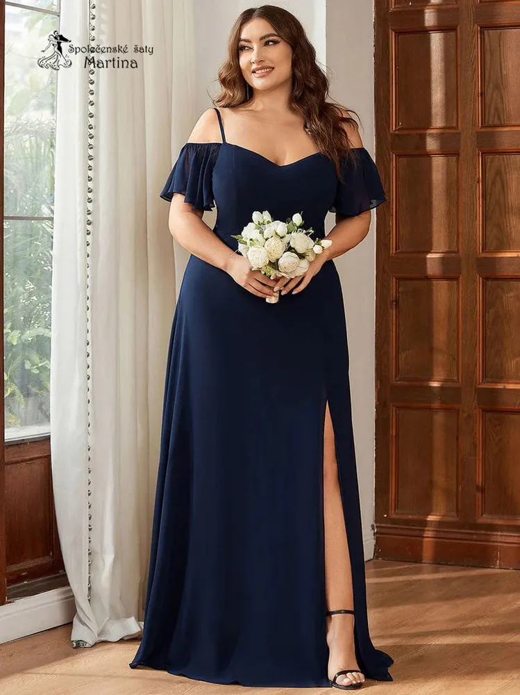 Tmavě modré šaty pro družičku či svatebního hosta "Alisia XXL"